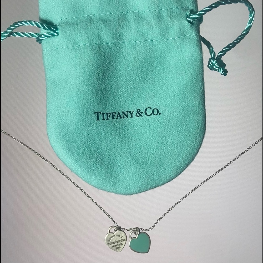 Tiffany Double Heart Tag Pendant Blue